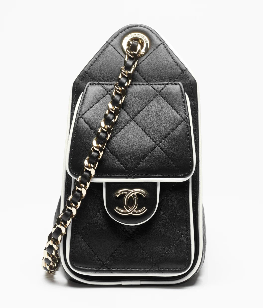 Chanel 25 Mini Handbag Calfskin & Gold-Tone Metal Black & White