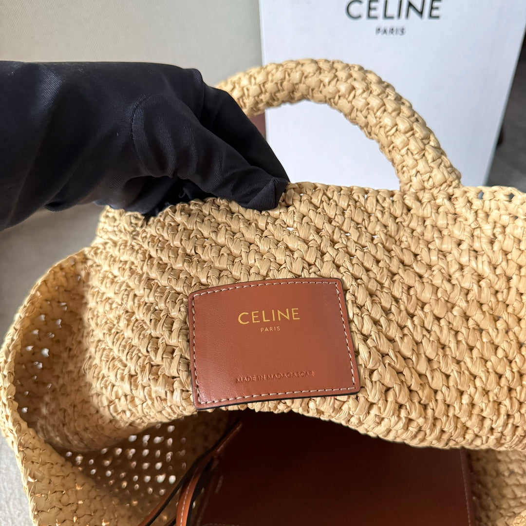 Triomphe Straw Bucket Bag
