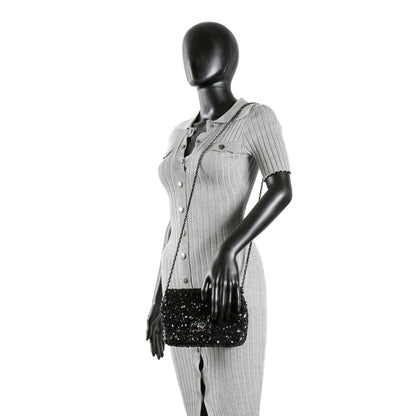 CHANEL Sequin Mini Flap Bag - Black