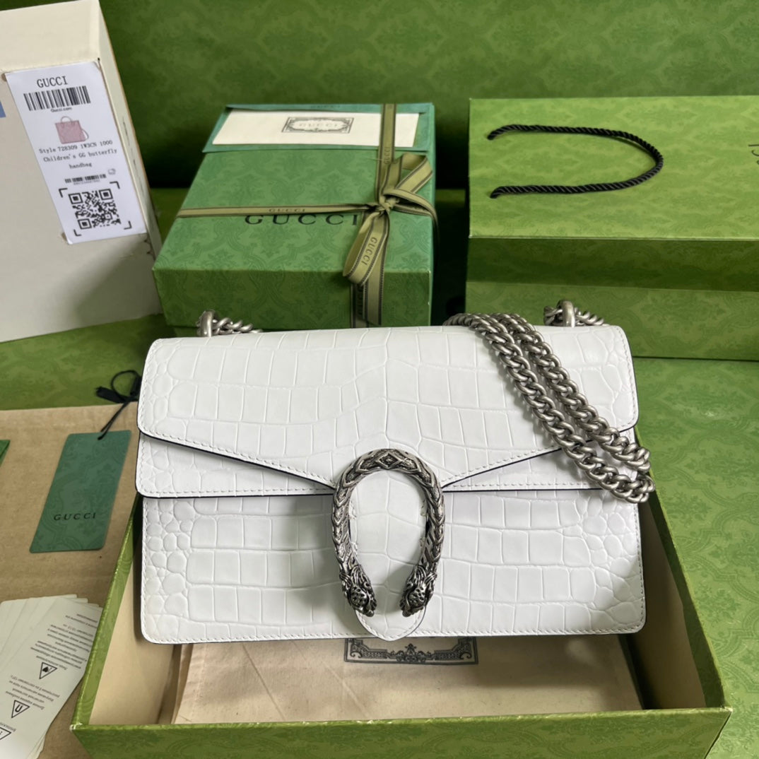 Croc-Embossed Dionysus Shoulder Bag