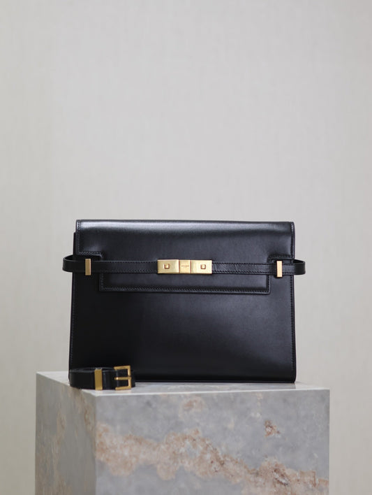 Crocodile-Embossed Leather Chain Bag