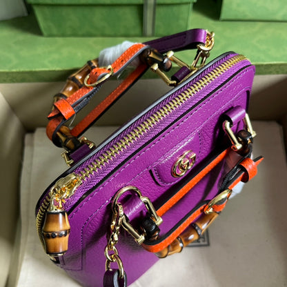 Diana Leather Bamboo Handle Bag