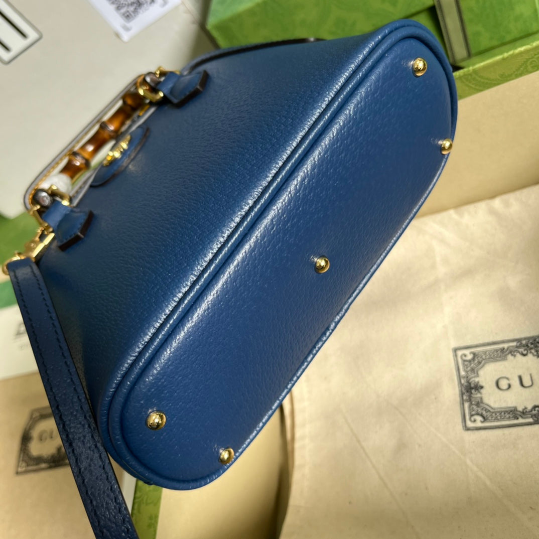 Diana Leather Bamboo Handle Bag