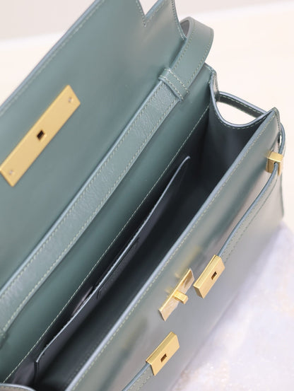 Crocodile-Embossed Leather Chain Bag