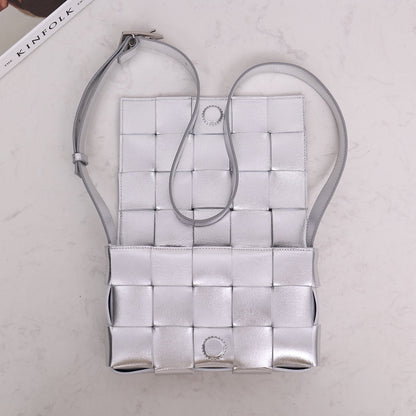 Cassette-Style Woven Shoulder Bag