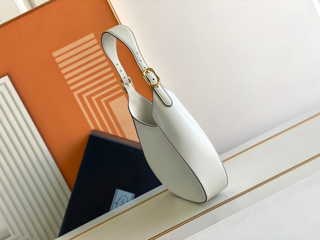 Cleo-Style Smooth Leather Shoulder Bag
