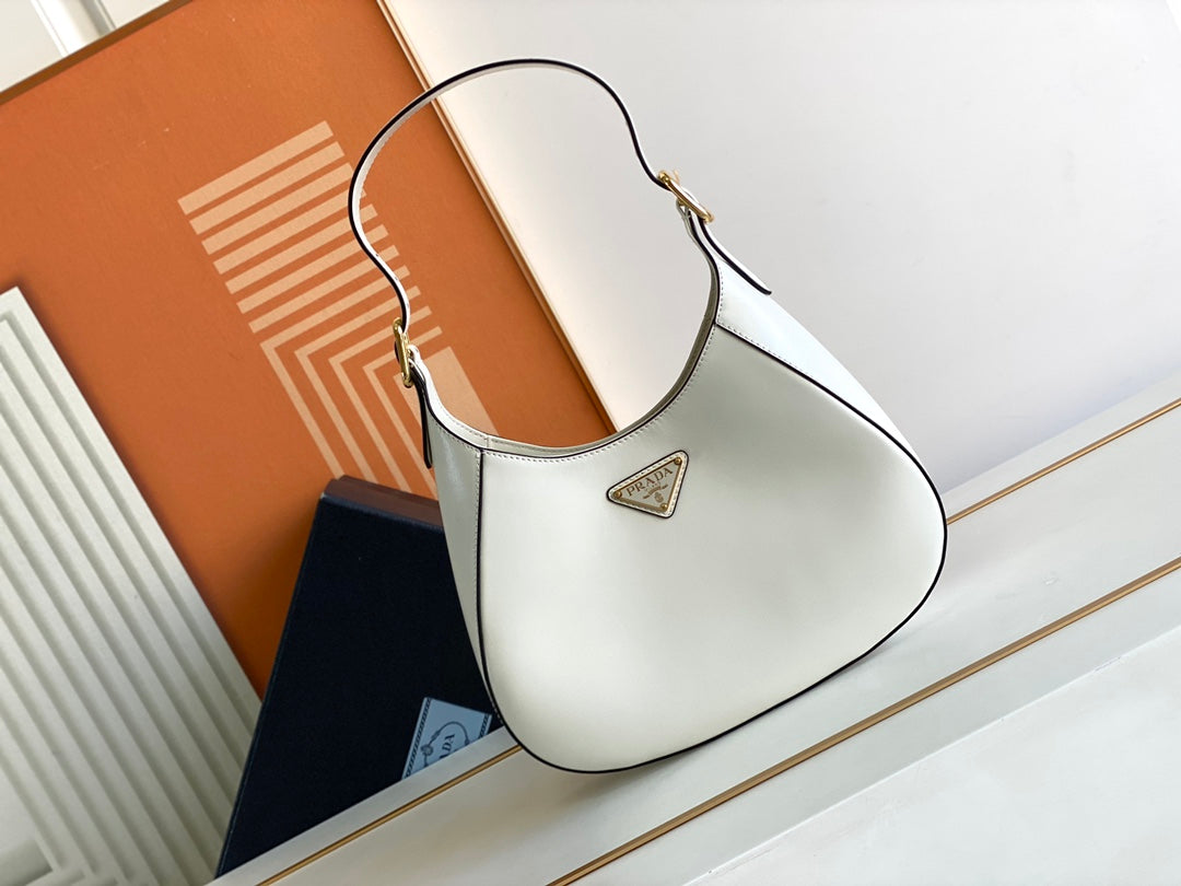 Cleo-Style Smooth Leather Shoulder Bag
