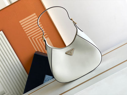 Cleo-Style Smooth Leather Shoulder Bag