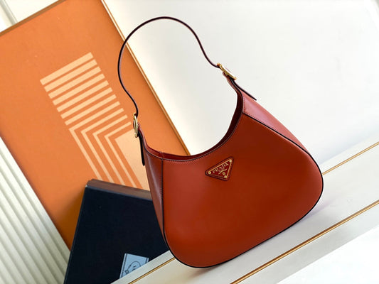 Cleo-Style Smooth Leather Shoulder Bag