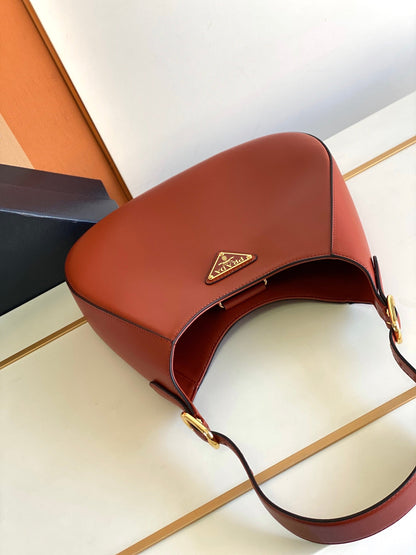 Cleo-Style Smooth Leather Shoulder Bag