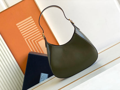 Cleo-Style Smooth Leather Shoulder Bag