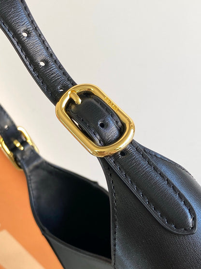 Cleo-Style Smooth Leather Shoulder Bag