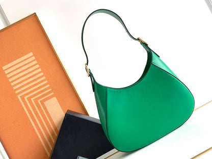 Cleo-Style Smooth Leather Shoulder Bag