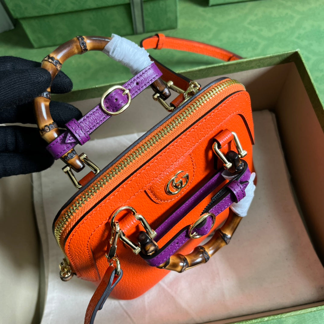 Diana Leather Bamboo Handle Bag