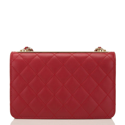 Chanel Red Quilted Lambskin Trendy CC Wallet On Chain (WOC)