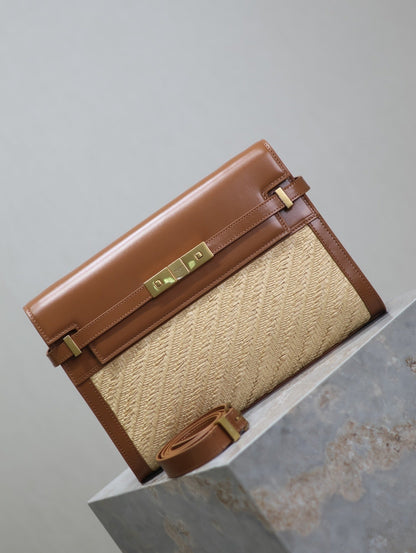Crocodile-Embossed Leather Chain Bag