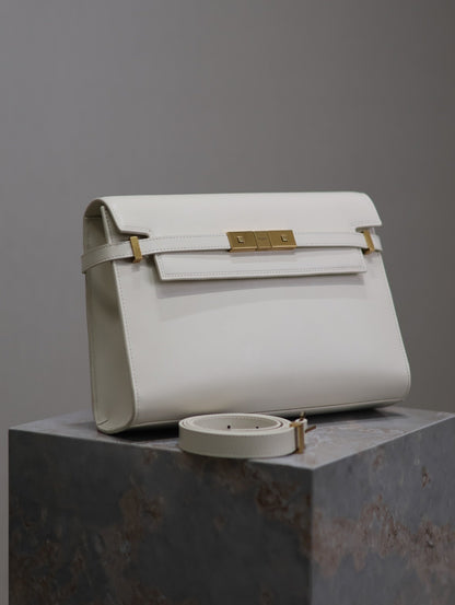 Crocodile-Embossed Leather Chain Bag