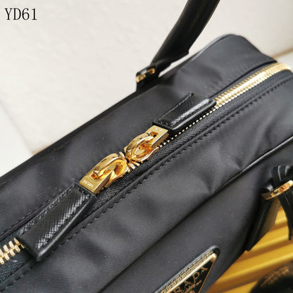 Re-Nylon and Saffiano Leather Two-Handle Bag