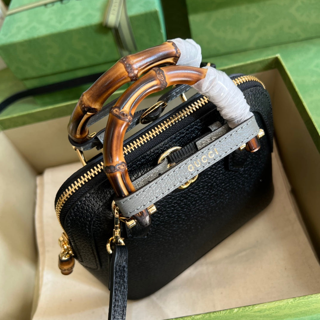 Diana Leather Bamboo Handle Bag