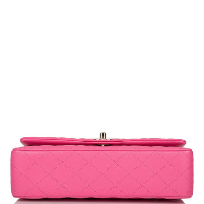 Chanel Pink Quilted Caviar Medium Classic Double Flap Bag Light Gold Hardware
