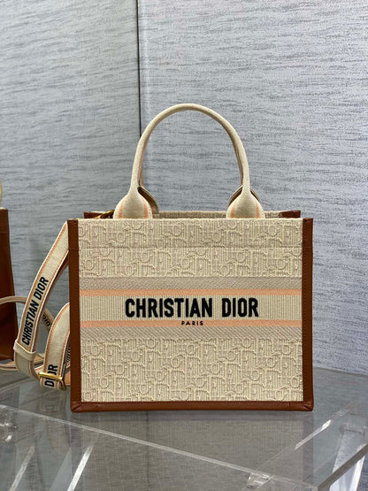 Canvas Tote Bag with Leather Trim