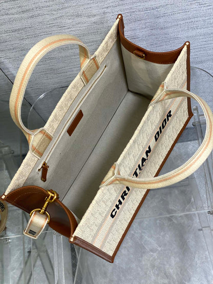 Canvas Tote Bag with Leather Trim