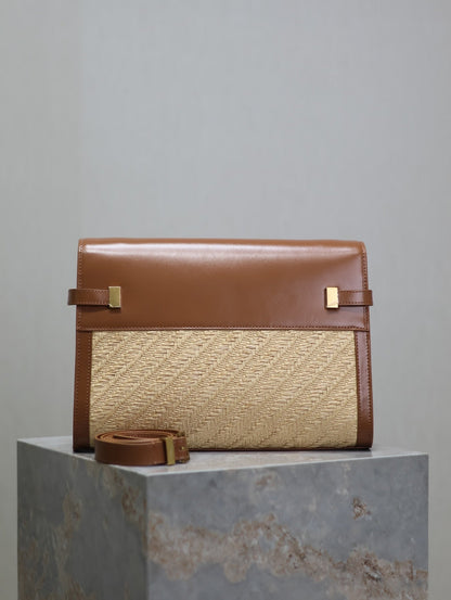 Crocodile-Embossed Leather Chain Bag