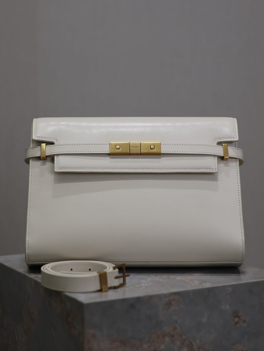 Crocodile-Embossed Leather Chain Bag