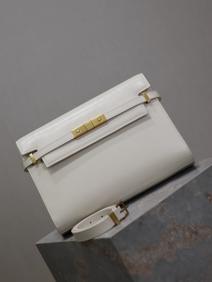 Crocodile-Embossed Leather Chain Bag