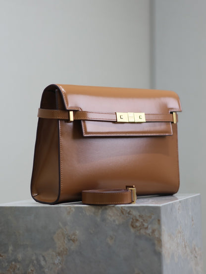 Crocodile-Embossed Leather Chain Bag