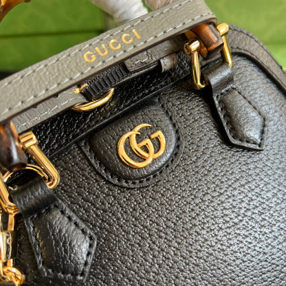 Diana Leather Bamboo Handle Bag