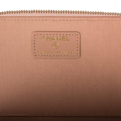Chanel Beige Quilted Lambskin Small Top Handle Vanity Bag