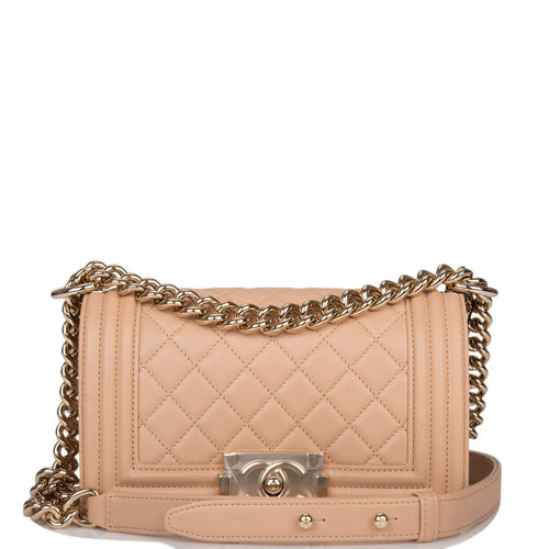 Chanel Camel Quilted Lambskin Small Boy Bag Light Gold Hardware-Payment 2