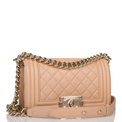 Chanel Camel Quilted Lambskin Small Boy Bag Light Gold Hardware-Payment 2