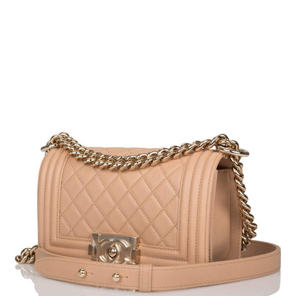 Chanel Camel Quilted Lambskin Small Boy Bag Light Gold Hardware-Payment 2