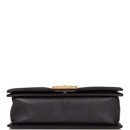 Chanel Black Python Medium Boy Bag Antique Gold Hardware