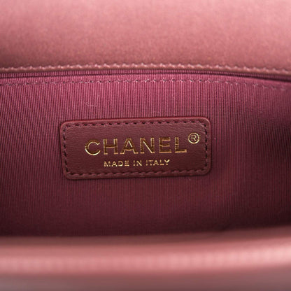 Chanel Plum Metallic Quilted Calfskin Small Boy Bag Antique Gold Hardware