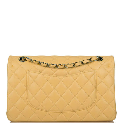 Chanel Yellow Quilted Lambskin Medium Classic Double Flap Bag Rainbow Hardware