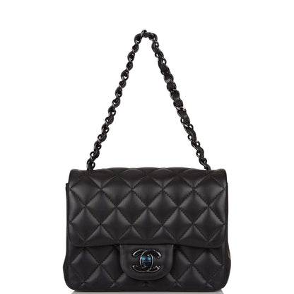 Chanel SO Black Quilted Lambskin Square Mini Classic Flap Bag Black Hardware