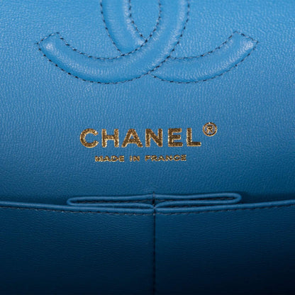 Chanel Blue Quilted Caviar Small Classic Double Flap Bag Light Gold Hardware