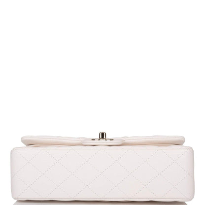 Chanel White Quilted Caviar Small Classic Double Flap Bag Light Gold Hardware