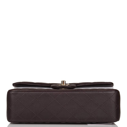 Chanel Small Classic Double Flap Bag Dark Brown Lambskin Light Gold Hardware