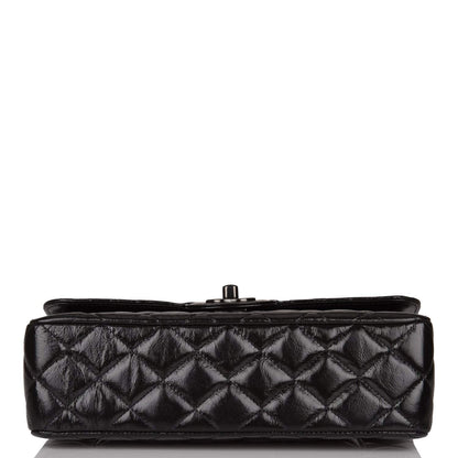 Chanel Small Classic Double Flap Shiny SO Black Crumpled Calfskin Black Hardware