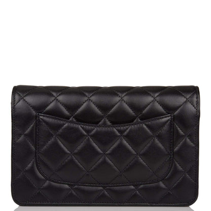 Chanel SO Black Classic Quilted Lambskin Wallet On Chain (WOC) Black Hardware