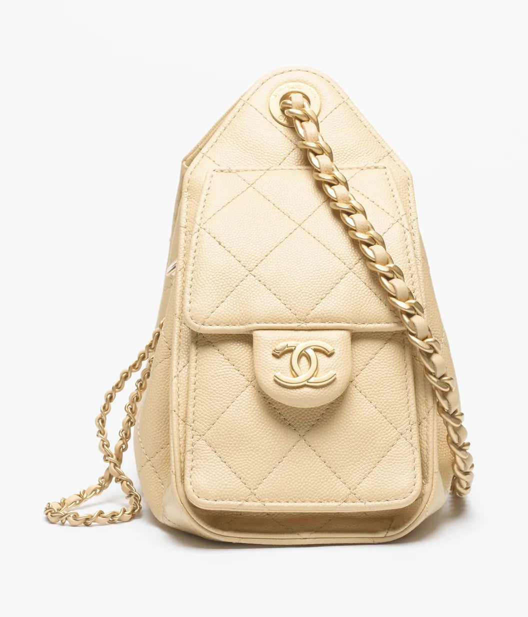 Chanel 25 Mini Handbag Grained Calfskin & Gold-Tone Metal  Beige
