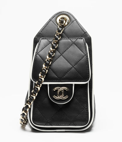 Chanel 25 Mini Handbag Calfskin & Gold-Tone Metal  Black & White