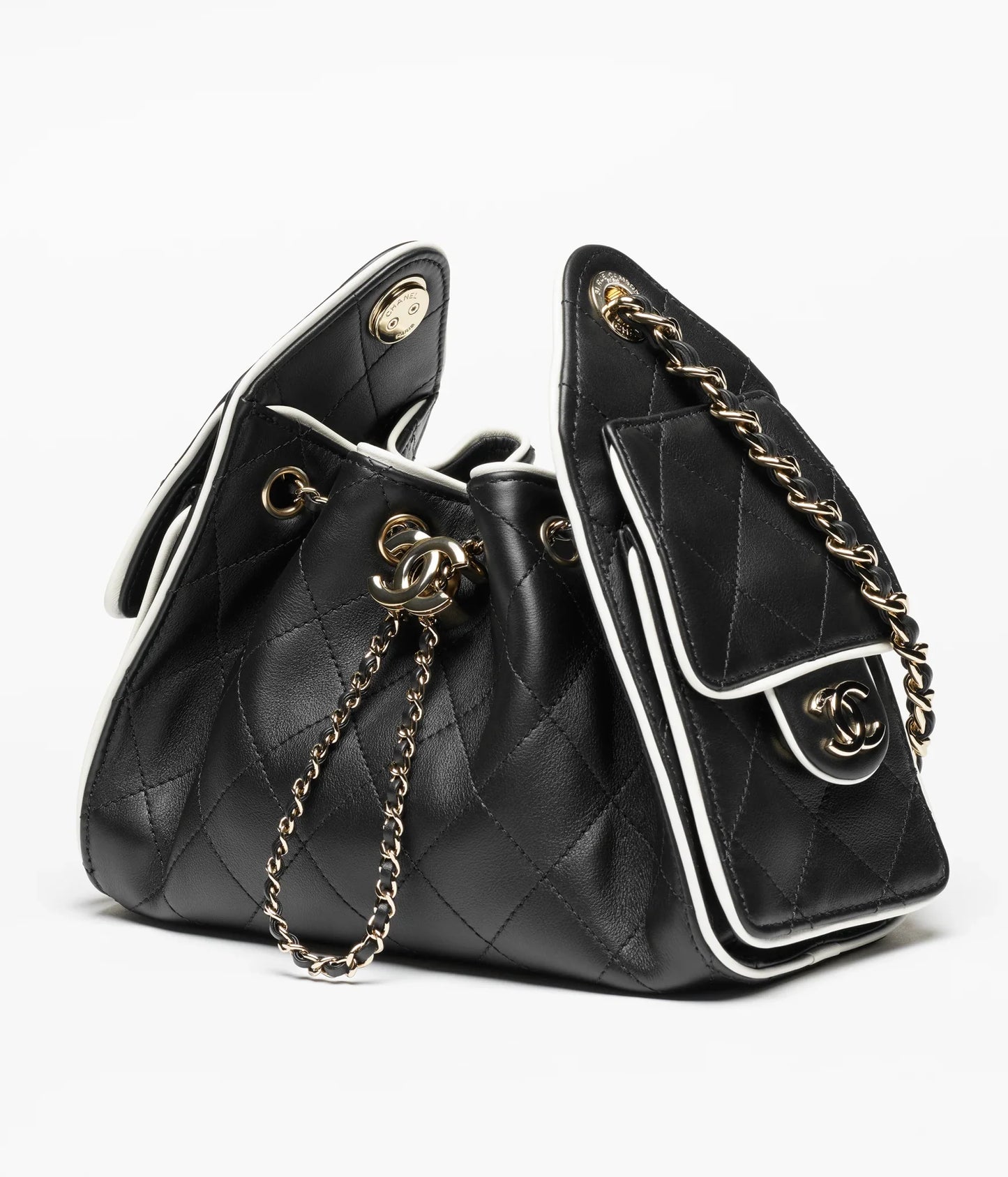Chanel 25 Mini Handbag Calfskin & Gold-Tone Metal  Black & White