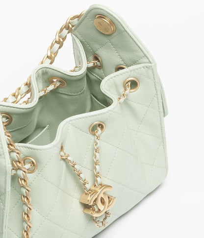 Chanel 25 Mini Handbag Grained Calfskin & Gold-Tone Metal  Light Green