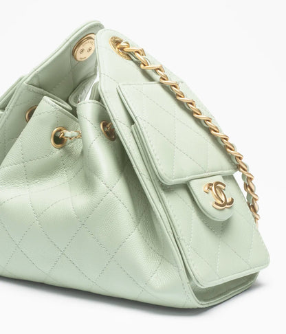 Chanel 25 Mini Handbag Grained Calfskin & Gold-Tone Metal  Light Green