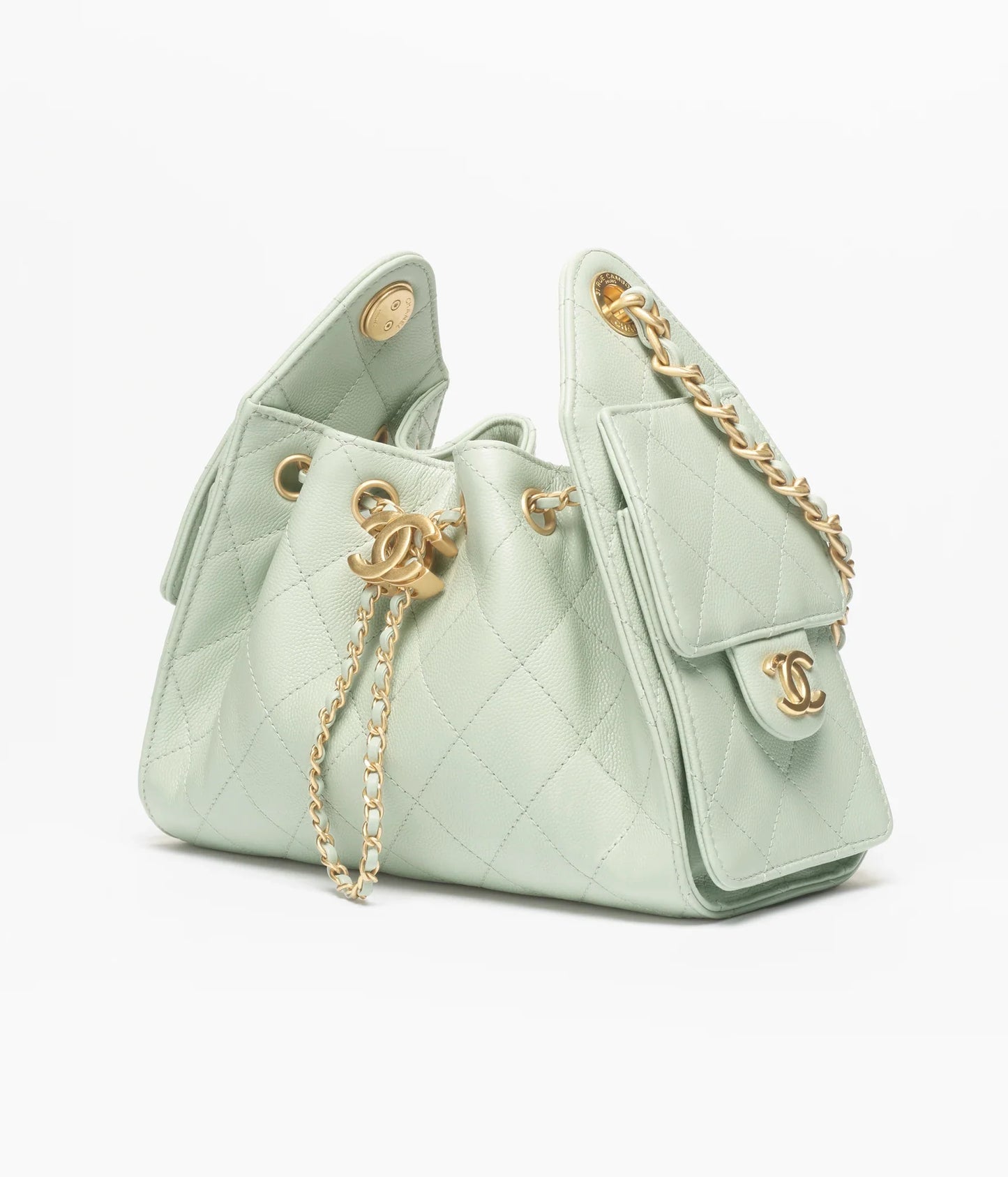Chanel 25 Mini Handbag Grained Calfskin & Gold-Tone Metal  Light Green